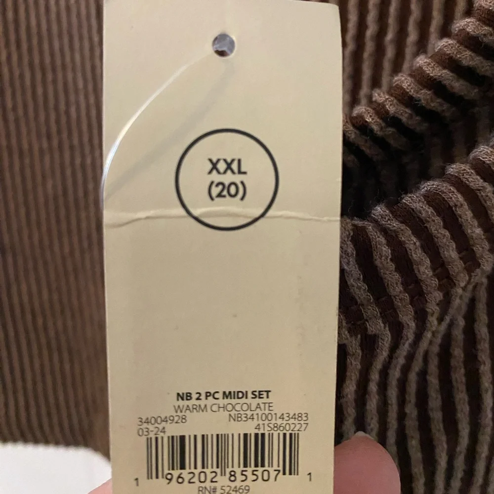 No Boundaries Chocolate Ribbed 2PC Midi Set. (Crop Top and Skirt) NWT - Picture 7 of 7